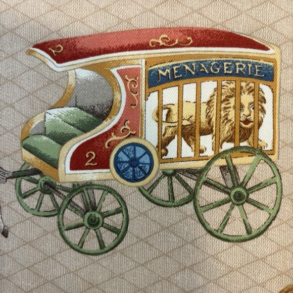 Vtg P Kaufmann Carousel Horse Fabric Tan‎ Geometric Circus Rocking Racing 53x54” - Picture 3 of 16